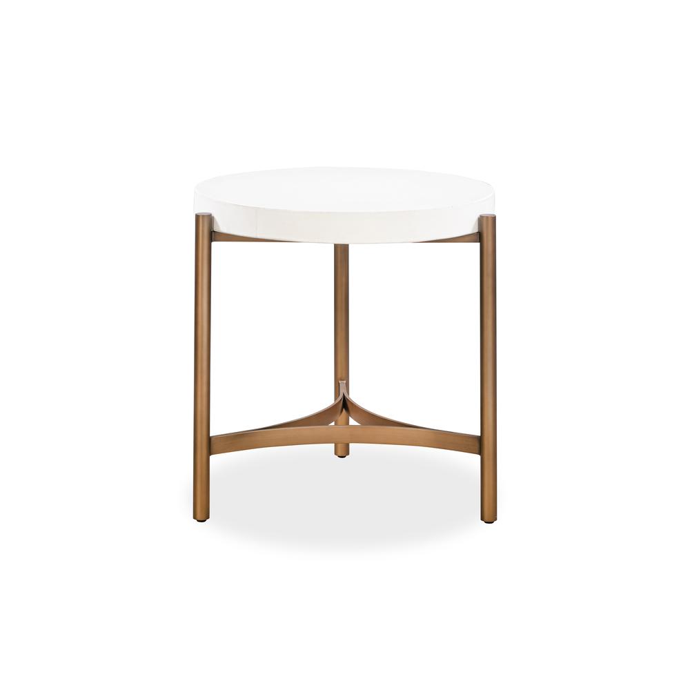 Lyon Round White Concrete and Metal Side Table. Picture 3
