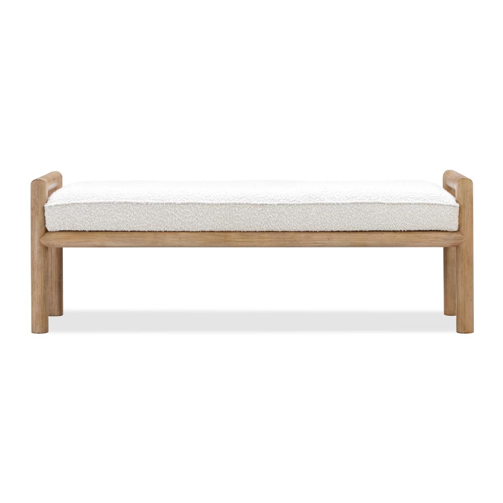 Dorsey Boucle Upholstered Wooden Bench in Granola and Ricotta. Picture 2