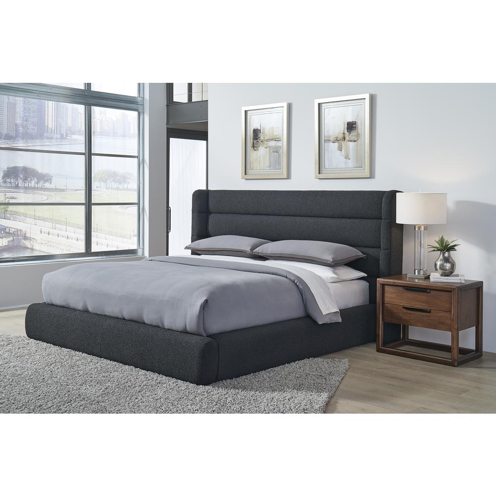 Frank Upholstered Wingback Platform Bed in Ember Boucle. Picture 2