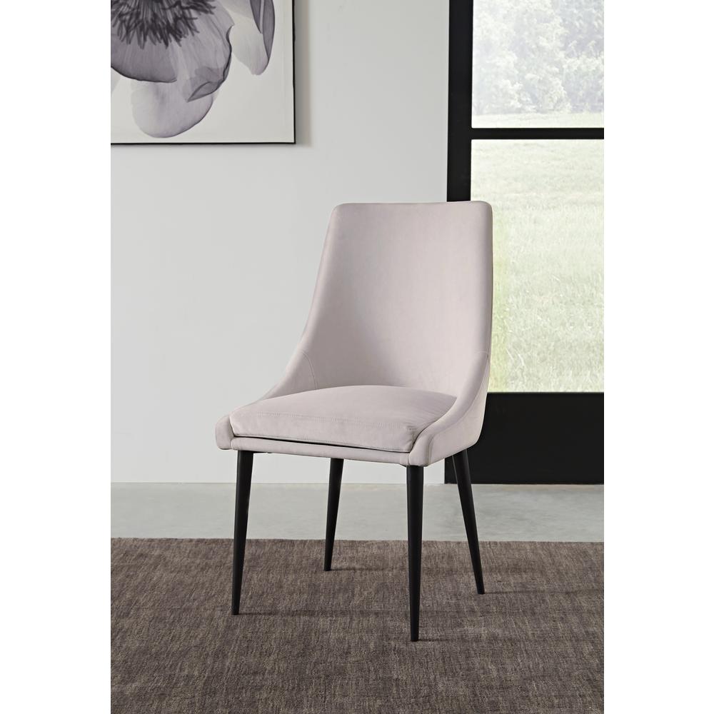 Winston Upholstered Metal Leg Dining Chair in Ash Grey and Black, set of 2. Picture 1