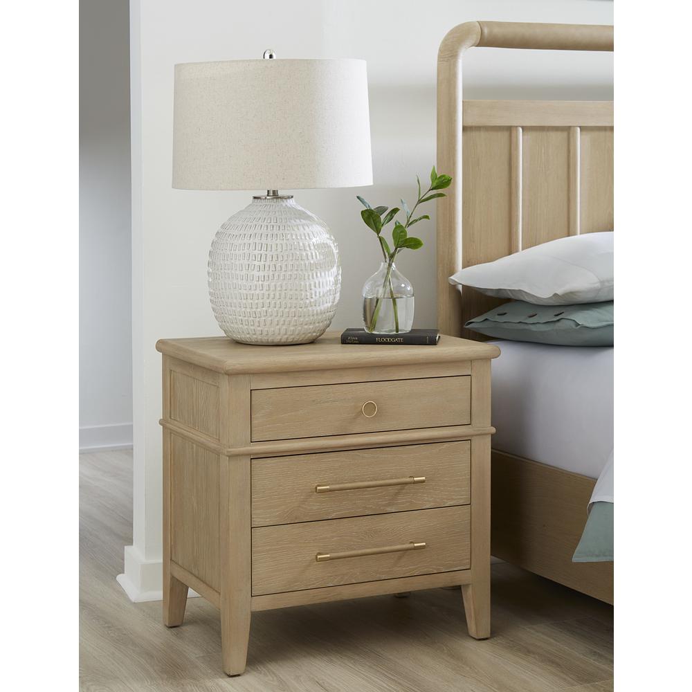 Camden Three Drawer Oak Wood Nightstand in Chai. Picture 1