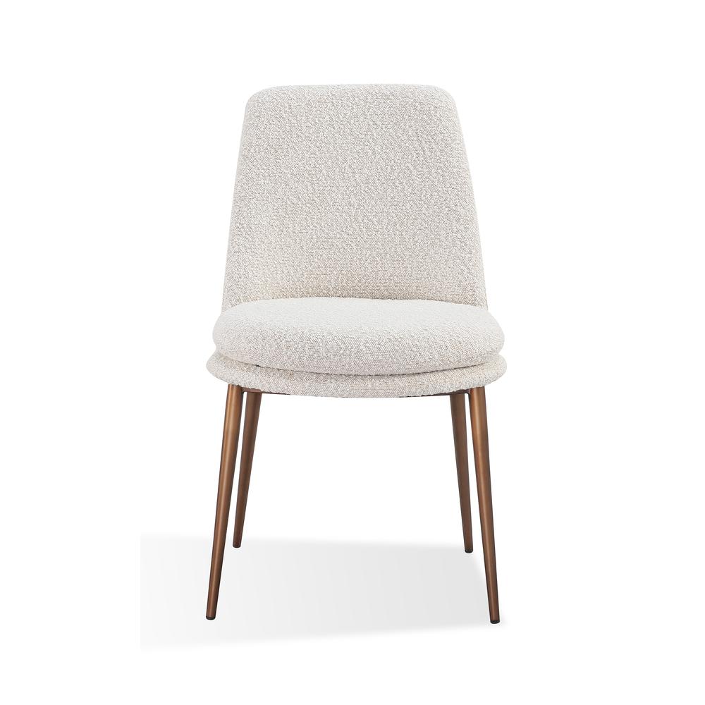 Wyatt Upholstered Dining Chair in Ricotta Boucle and Bronze Metal, set of 2. Picture 2