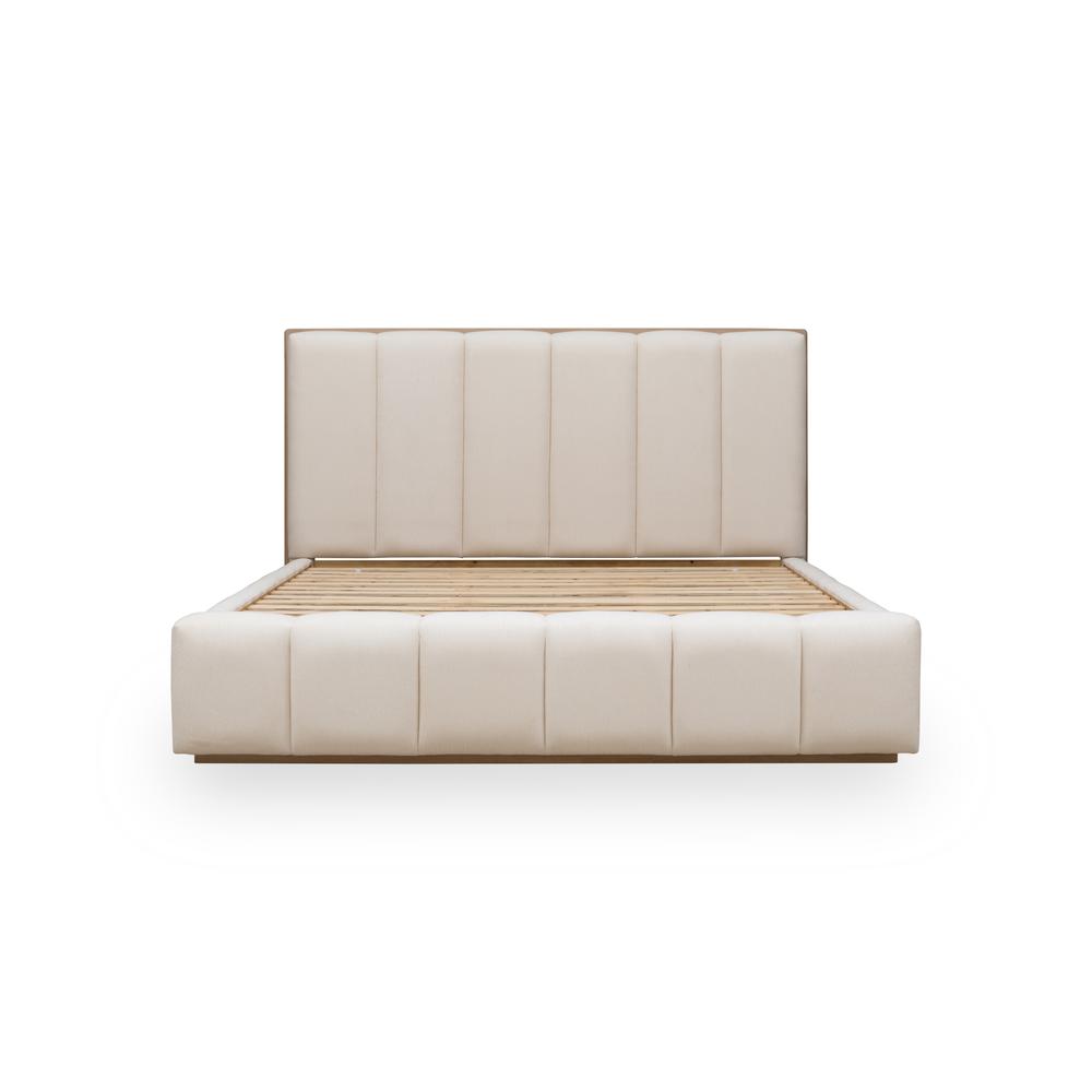 Gardenia Wood Frame Upholstered Platform Bed in Cotton and Chai. Picture 4