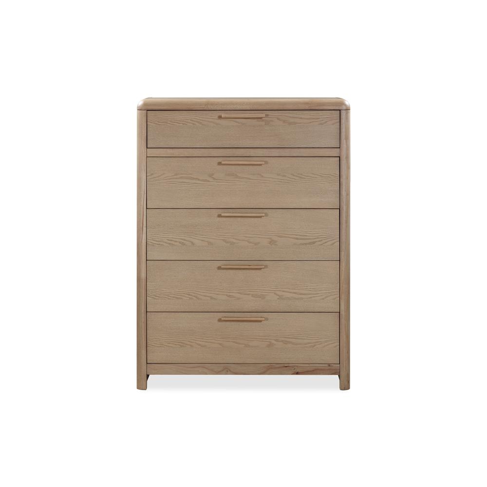Furano Five Drawer Ash Wood Chest in Ginger. Picture 1