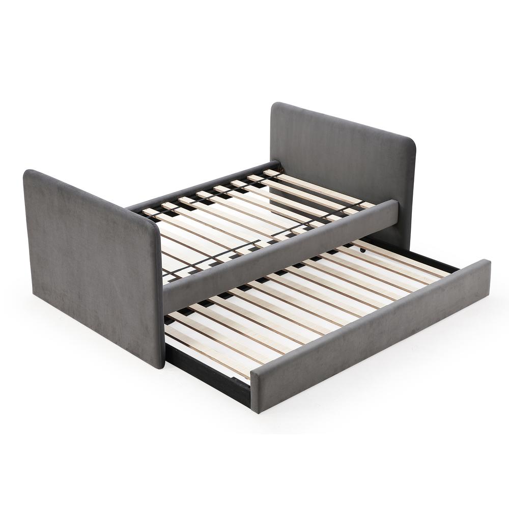 Elora Upholstered Daybed with Trundle in Charcoal Velvet. Picture 8