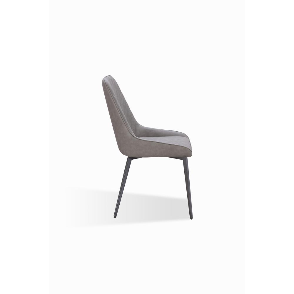 Metal Leg Upholstered Dining Chair in Anchor Gray Synthetic Leather, set of 2. Picture 4