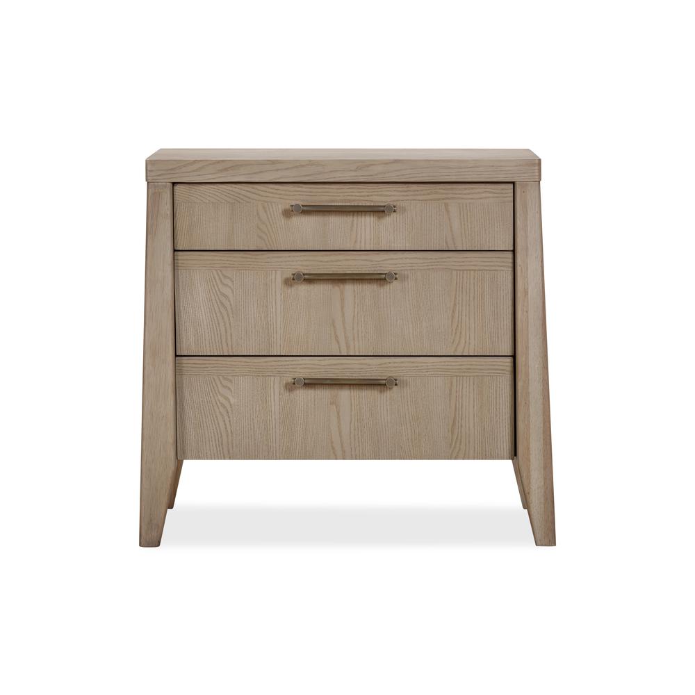 Sumire Three Drawer Ash Wood Nightstand in Ginger. Picture 1