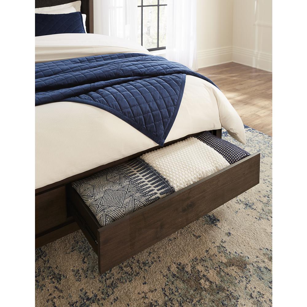 Boracay Upholstered Wingback Storage Bed in Wild Oats Brown. Picture 3