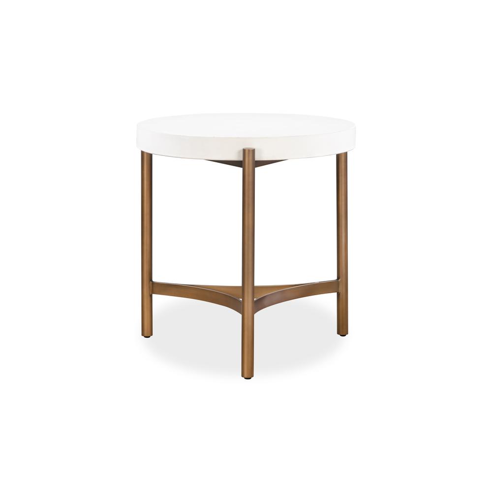 Lyon Round White Concrete and Metal Side Table. Picture 2