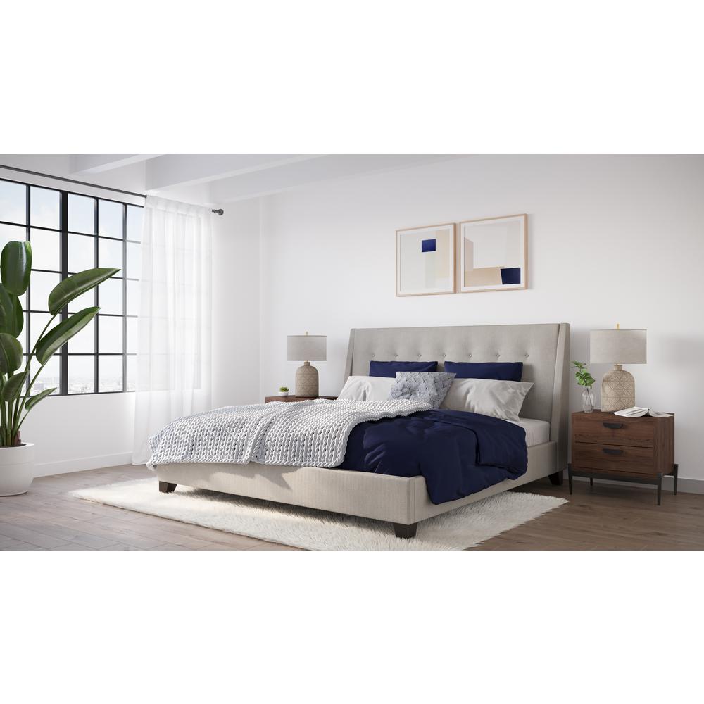 Madera Upholstered Platform Bed in Putty. Picture 2