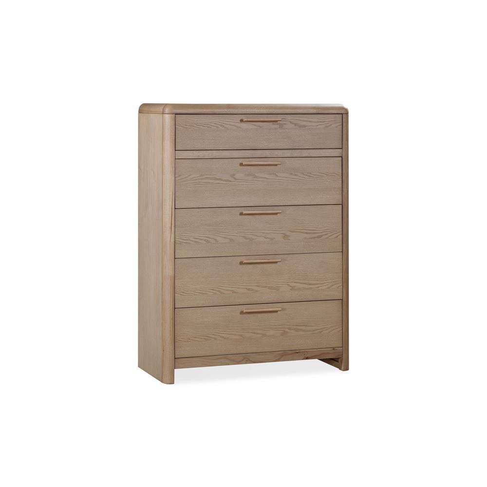 Furano Five Drawer Ash Wood Chest in Ginger. Picture 2