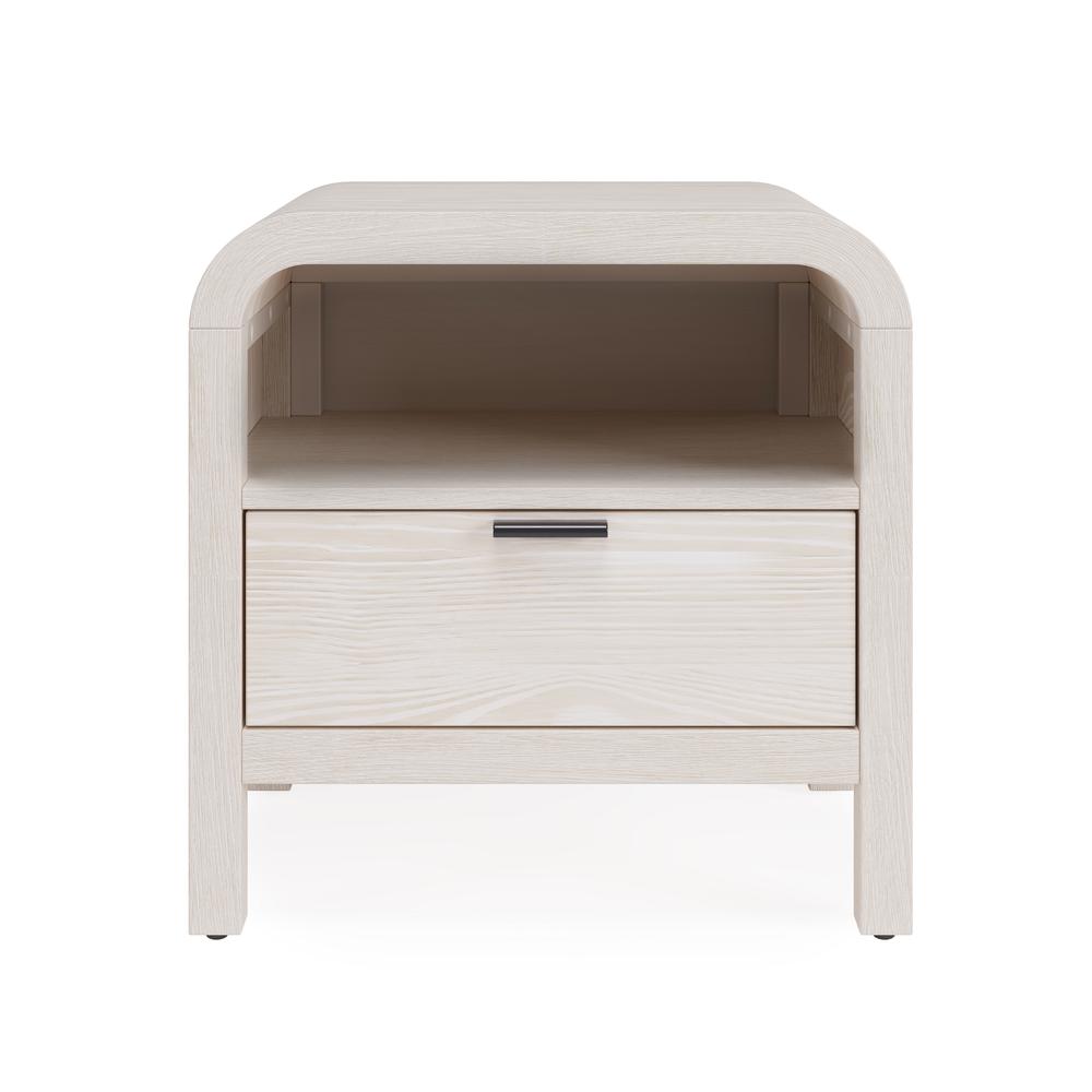 Drake One Drawer One Shelf USB-Charging Nightstand in Sugar. Picture 2