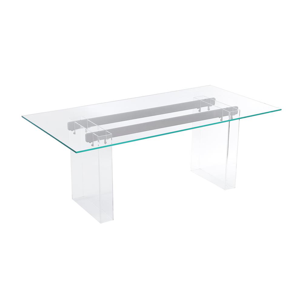 Double Pedestal Rectangular Dining Table in Clear Acrylic, Glass. Picture 1