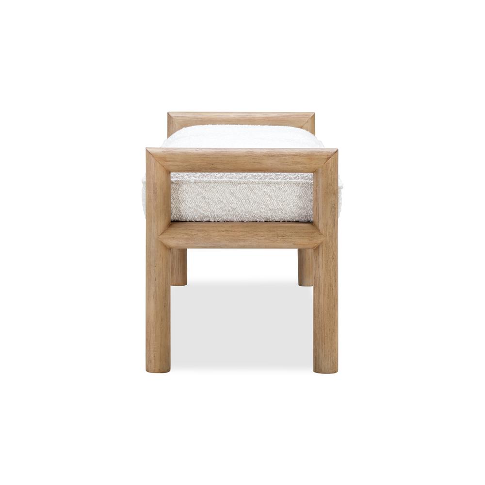 Dorsey Boucle Upholstered Wooden Bench in Granola and Ricotta. Picture 4