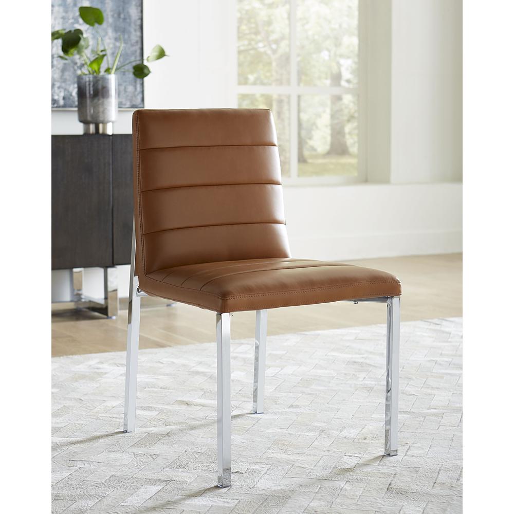 Amalfi Metal Back Chair in Cognac, set of 2. Picture 1