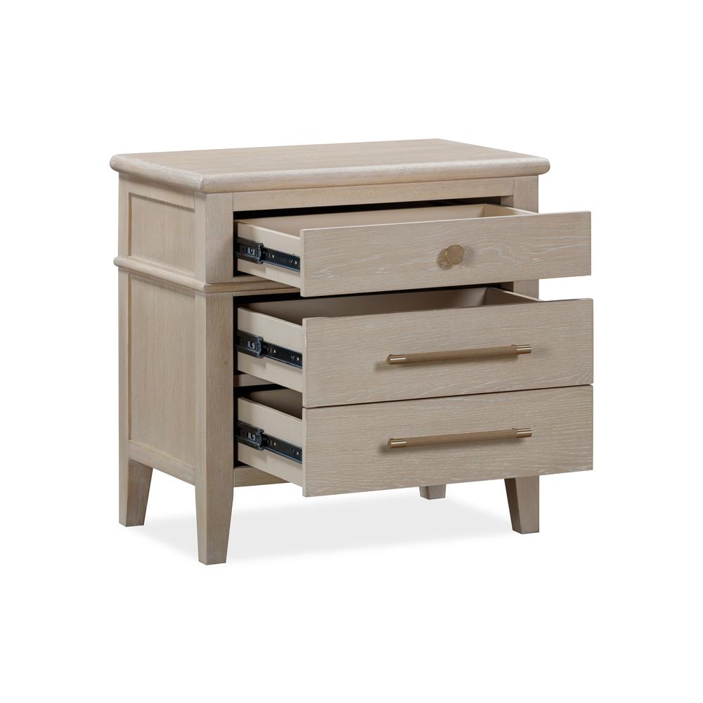 Camden Three Drawer Oak Wood Nightstand in Chai. Picture 4