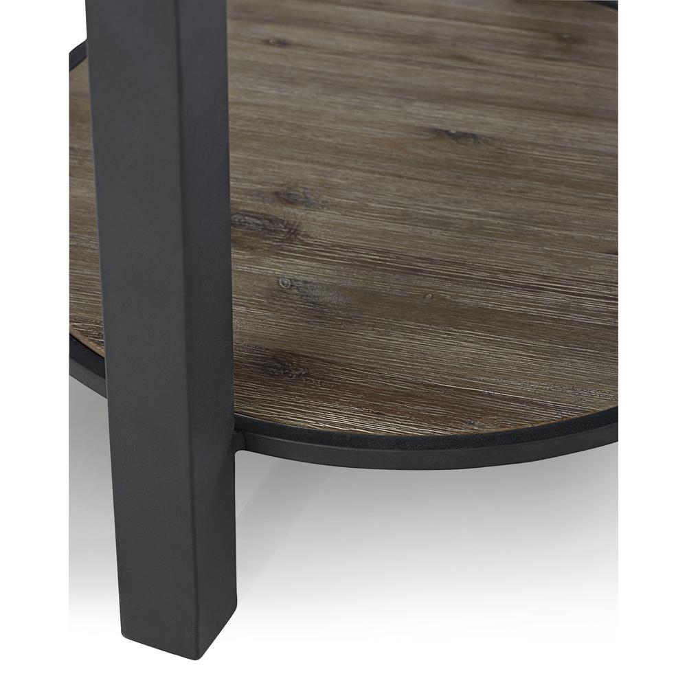 Canyon Solid Wood and Metal Round End Table in Washed Grey. Picture 2