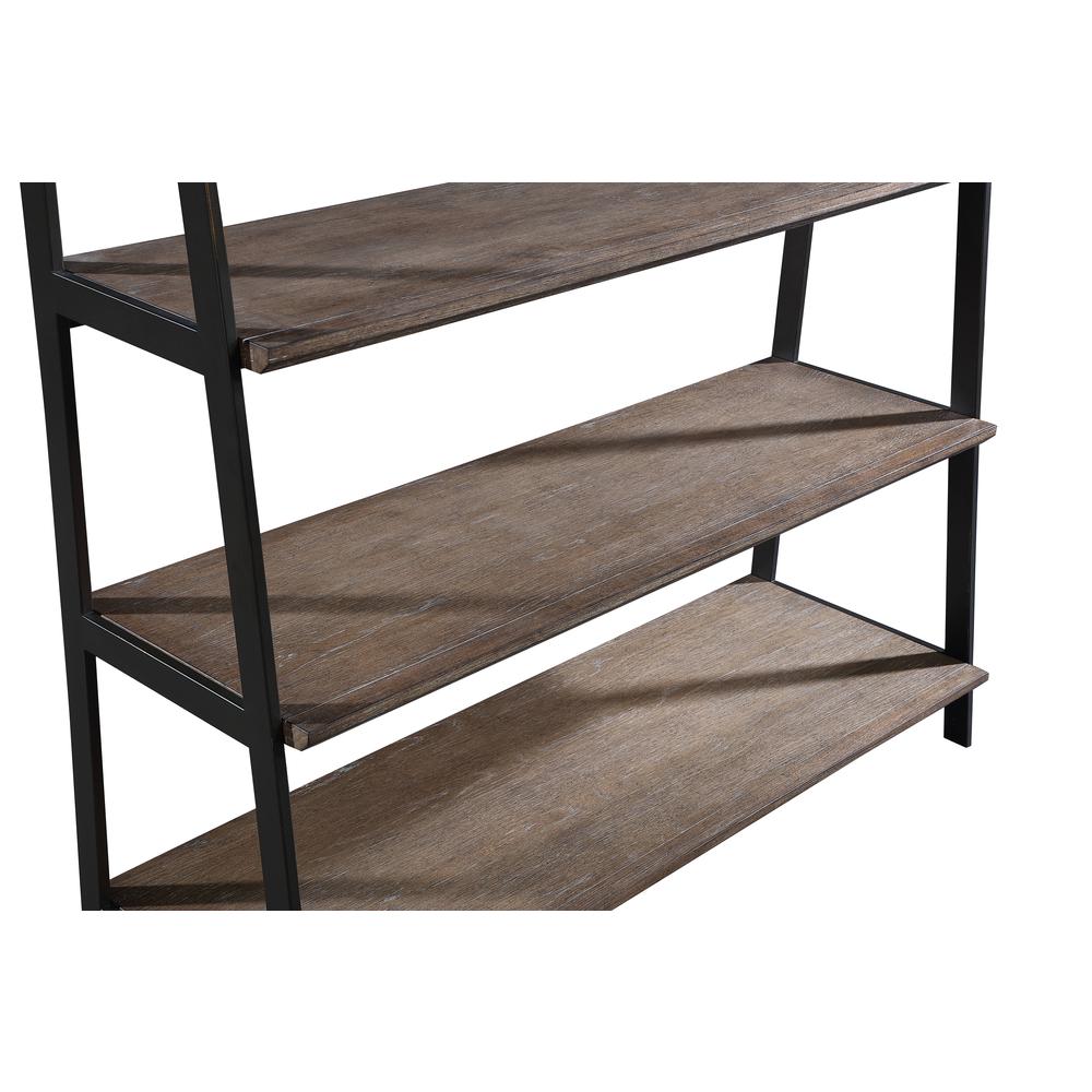 Finch Wood and Metal Etagere Bookcase in Buckwheat and Antique Bronze. Picture 4