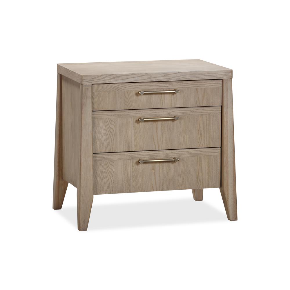 Sumire Three Drawer Ash Wood Nightstand in Ginger. Picture 2