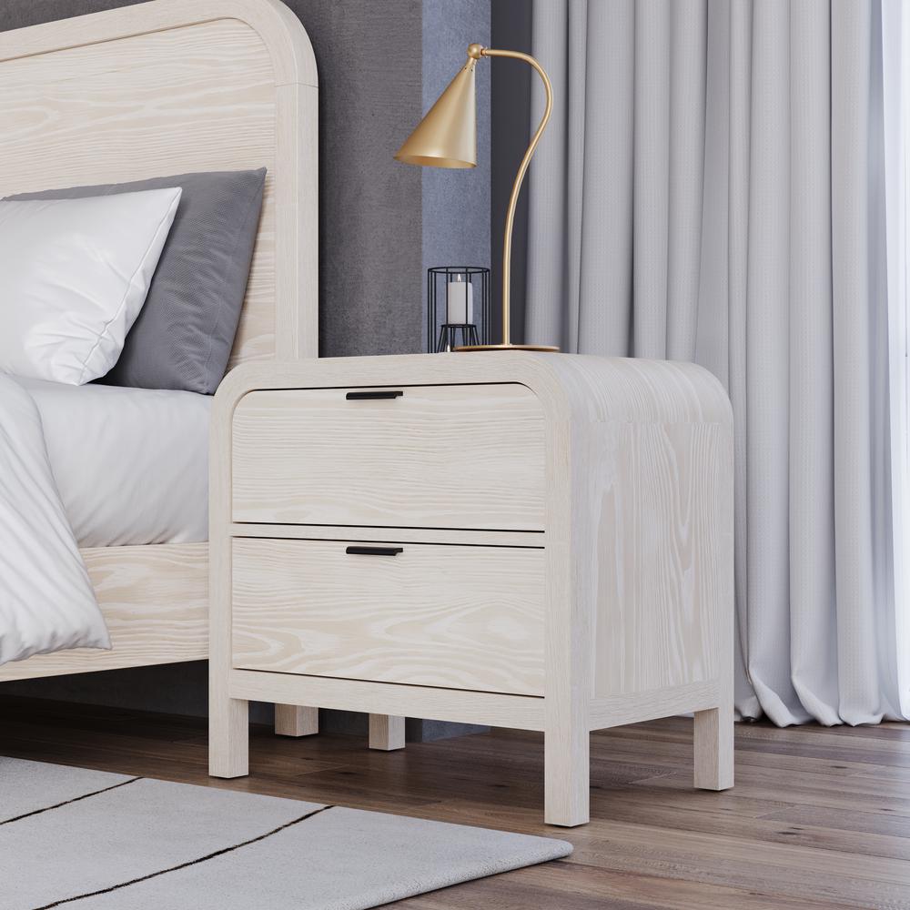 Drake Two Drawer USB-Charging Nightstand in Sugar. Picture 1