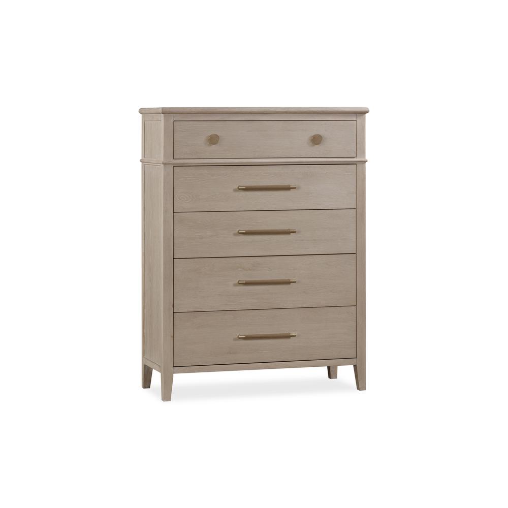 Camden Five Drawer Oak Wood Chest in Chai. Picture 2