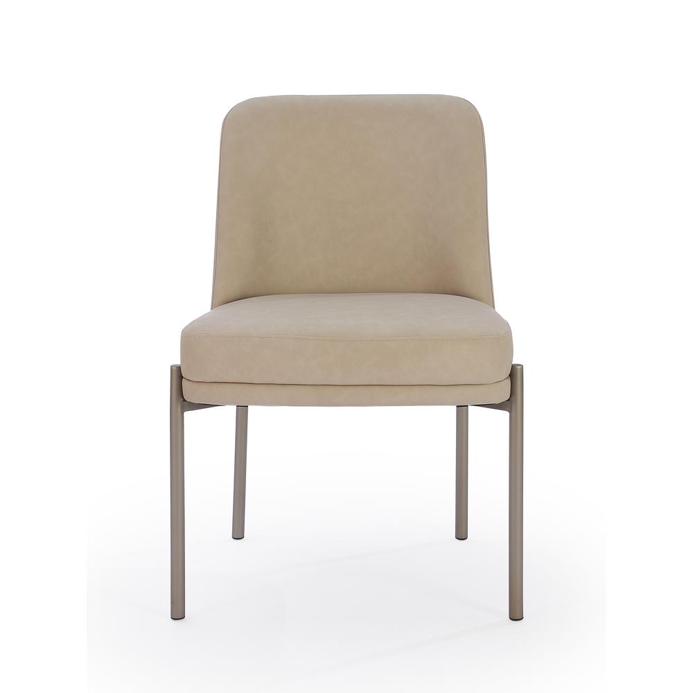 Upholstered Dining Chair in Camel Synthetic Leather, Set of 2. Picture 4