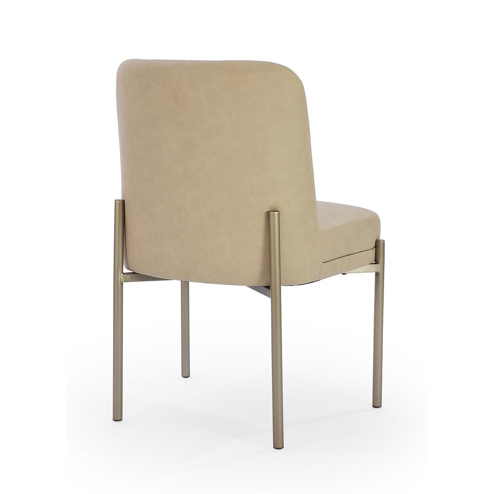 Upholstered Dining Chair in Camel Synthetic Leather, Set of 2. Picture 2