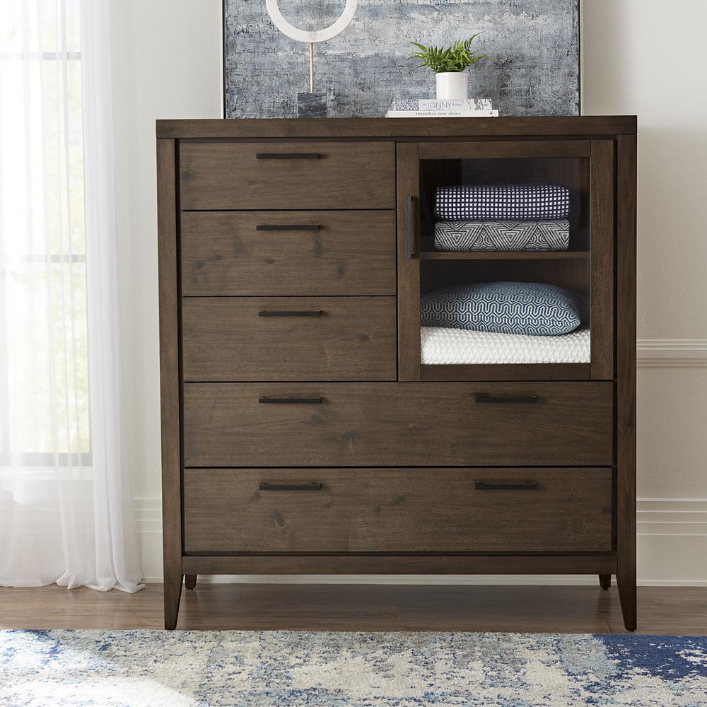Boracay Five Drawer One Door Walnut Sweater Chest in Wild Oats Brown (2024). Picture 1