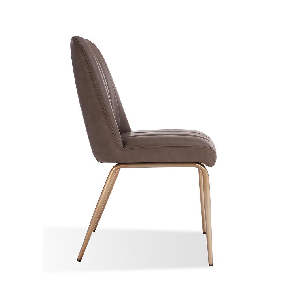Upholstered Dining Chair in Cinnamon Synthetic Leather, set of 2. Picture 4