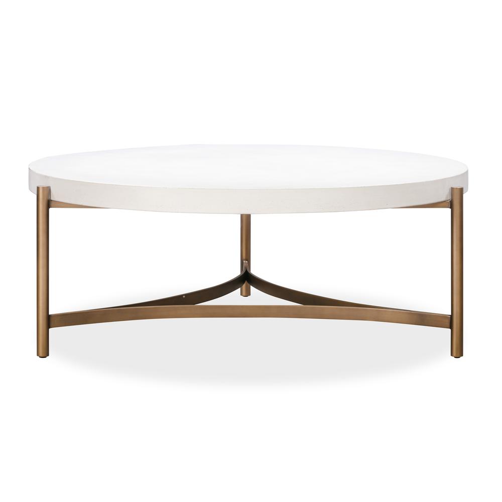 Lyon Round White Concrete and Metal Coffee Table. Picture 3