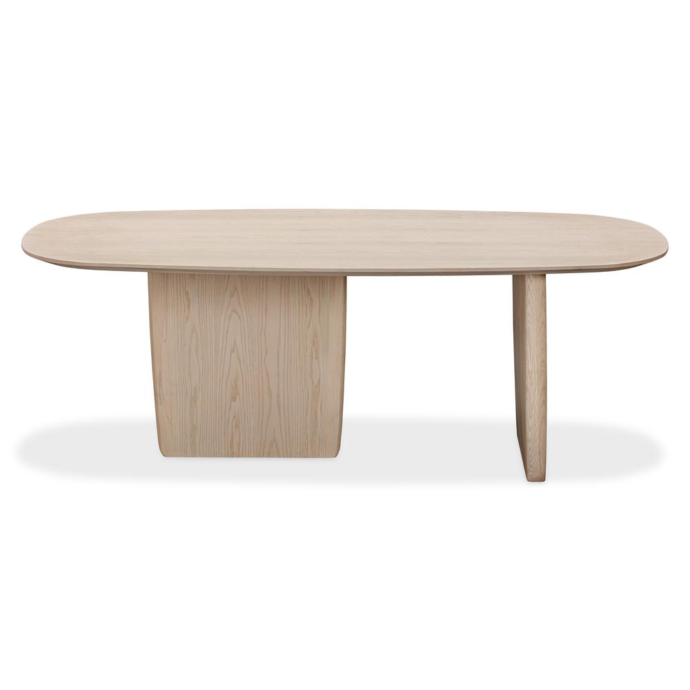 Liv Solid Ash Oval Dining Table in White Sand. Picture 2