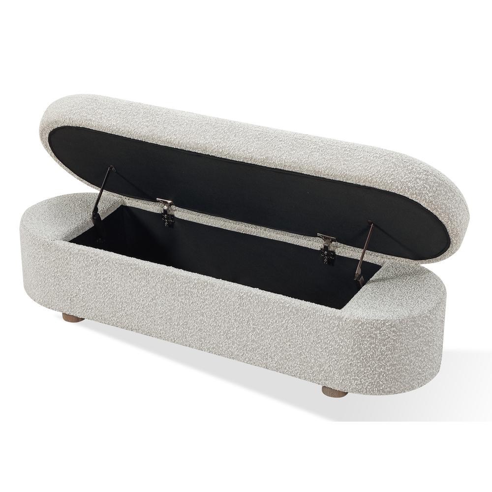 Kiki Upholstered Hinged Storage Bench in Cotton Ball Boucle. Picture 5