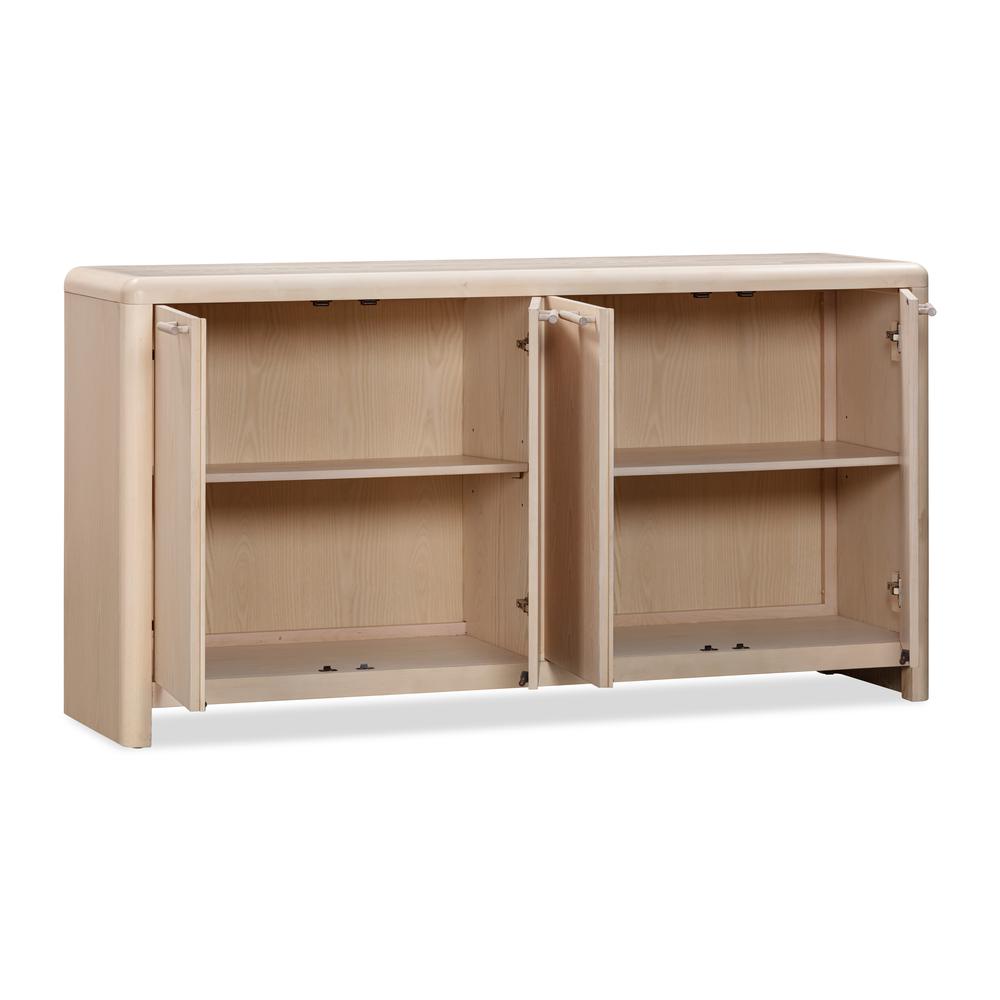 Liv Four Door Ash Wood Sideboard in White Sand. Picture 2