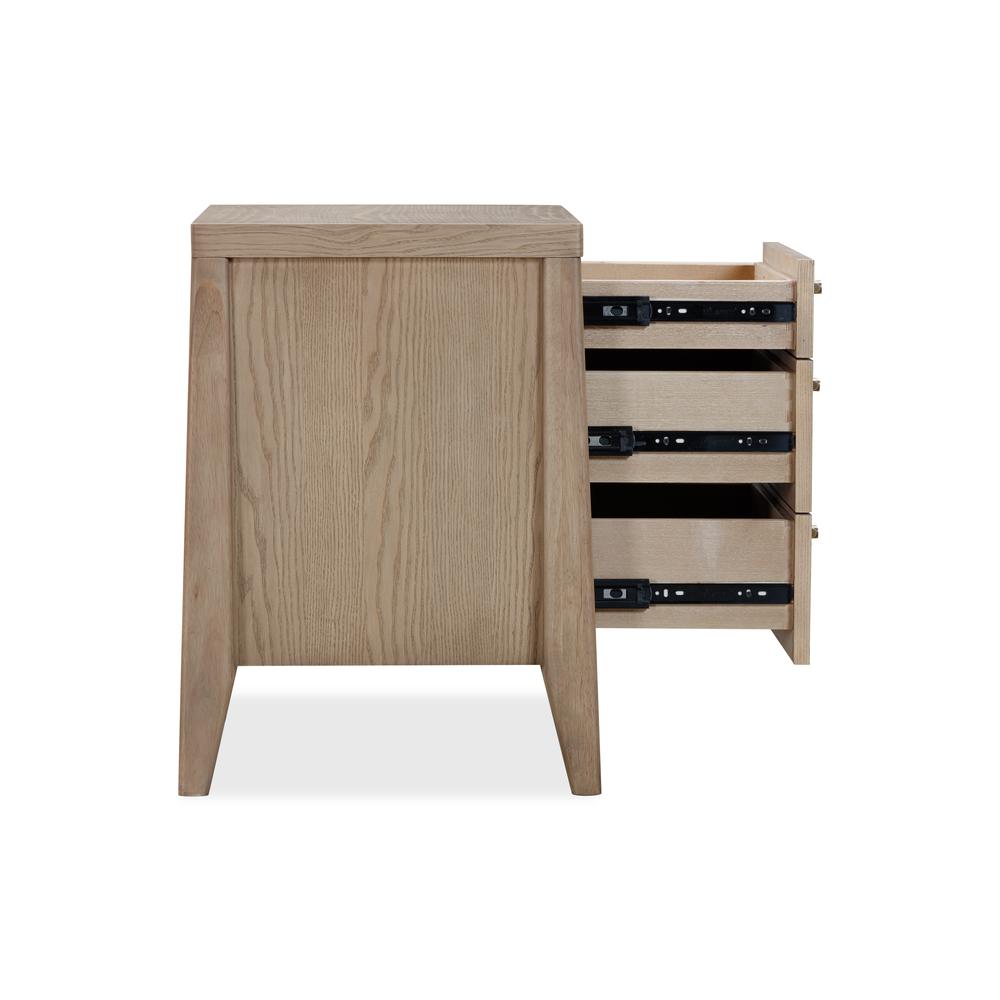 Sumire Three Drawer Ash Wood Nightstand in Ginger. Picture 4