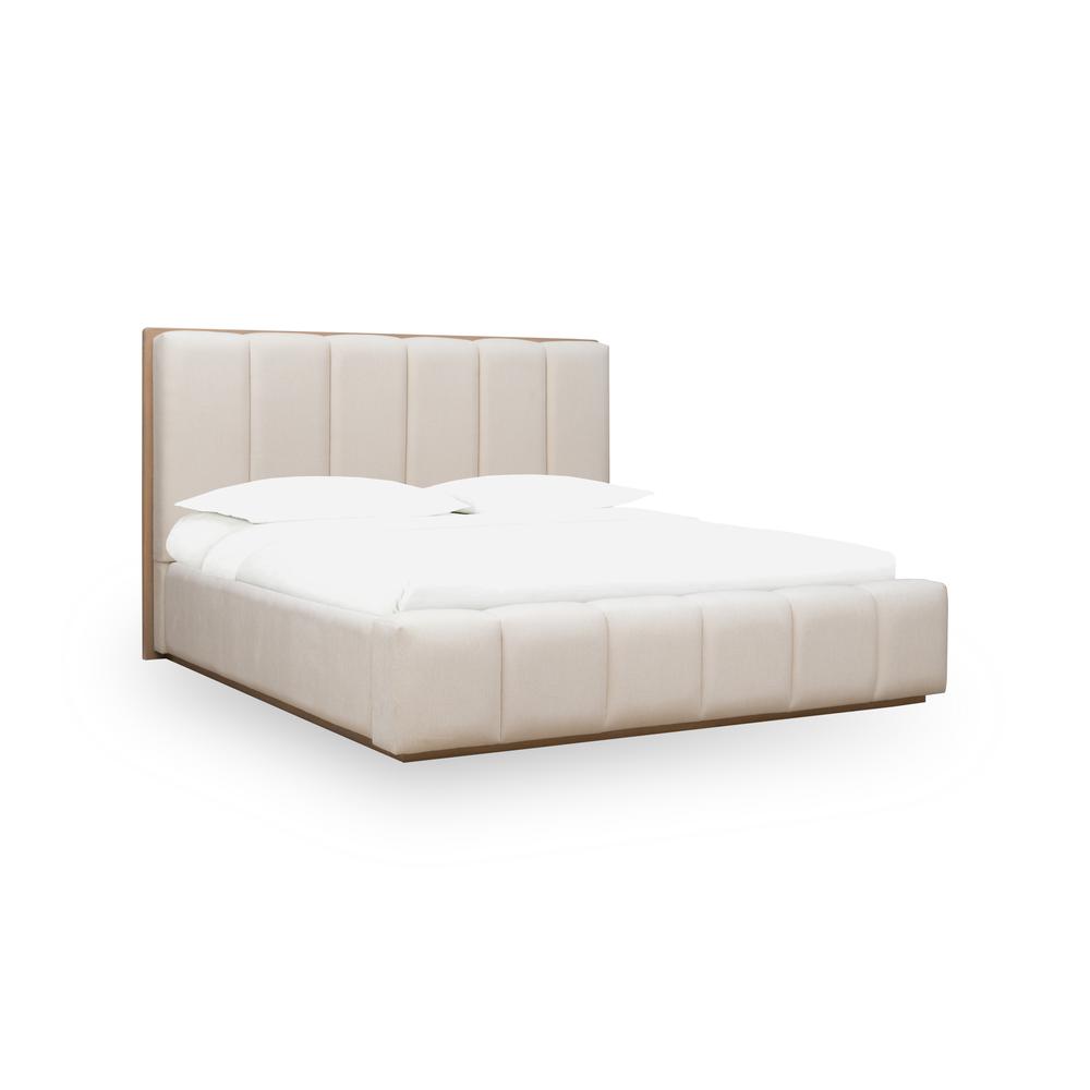 Gardenia Wood Frame Upholstered Platform Bed in Cotton and Chai. Picture 2