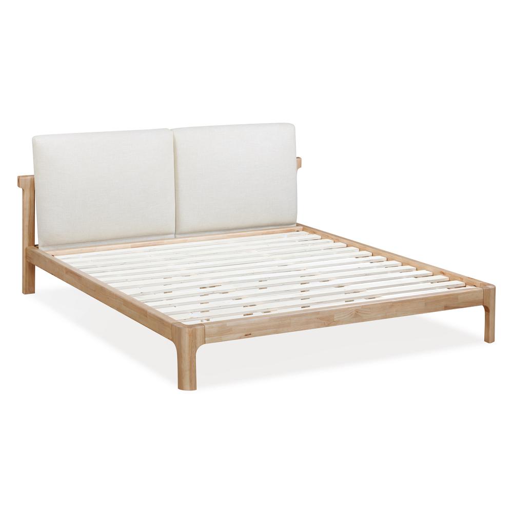 Furano Upholstered Two Cushion Platform Bed in Ginger and Natural Linen. Picture 5