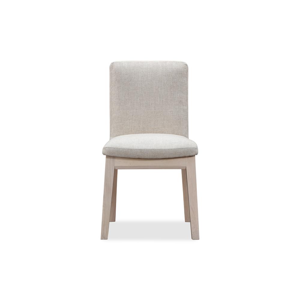 Liv Solid Wood Dining Chair in White Sand and Natural Linen, set of 2. Picture 2
