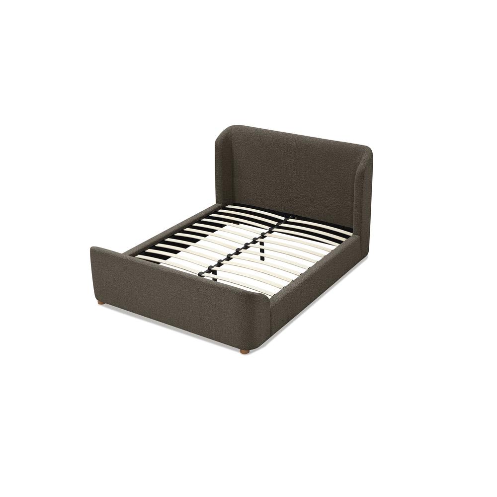 Kiki Upholstered Platform Bed in Pumpernickel Boucle. Picture 2