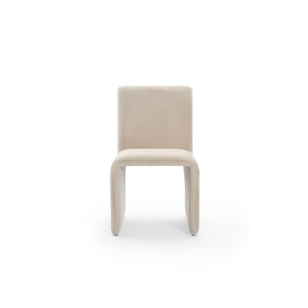 Winston Fully Upholstered Side chair in Sand Velvet, set of 2. Picture 2