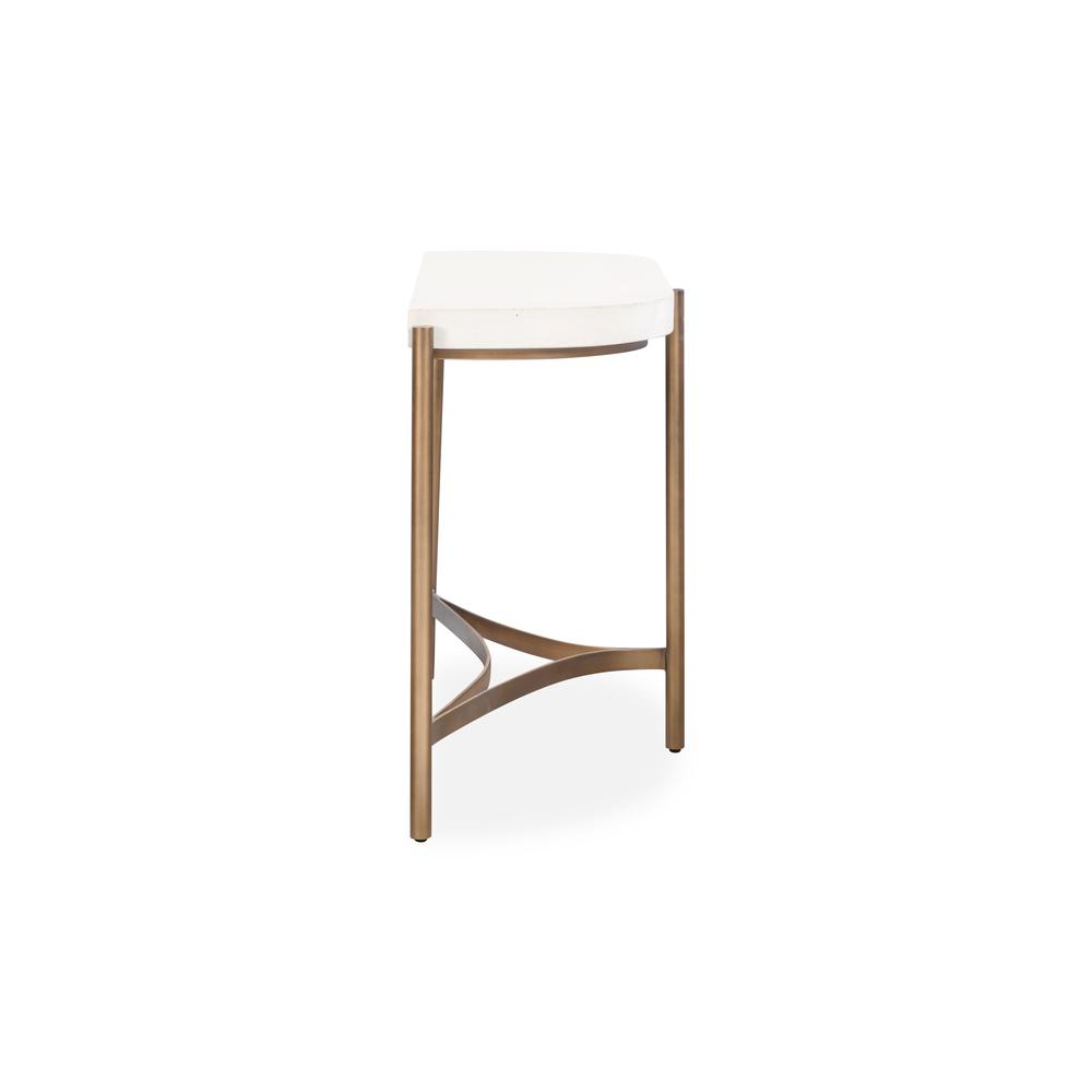 Lyon Semi-circular White Concrete and Metal Console Table. Picture 3