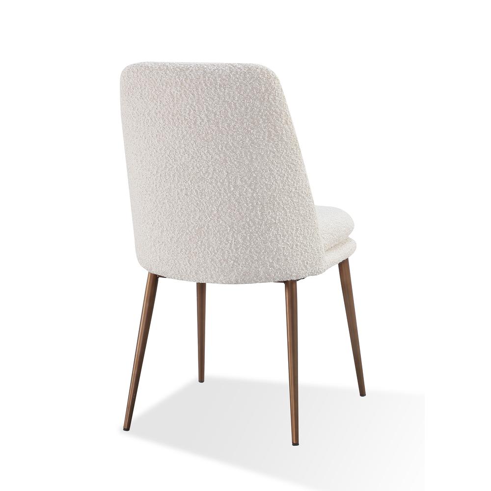 Wyatt Upholstered Dining Chair in Ricotta Boucle and Bronze Metal, set of 2. Picture 4