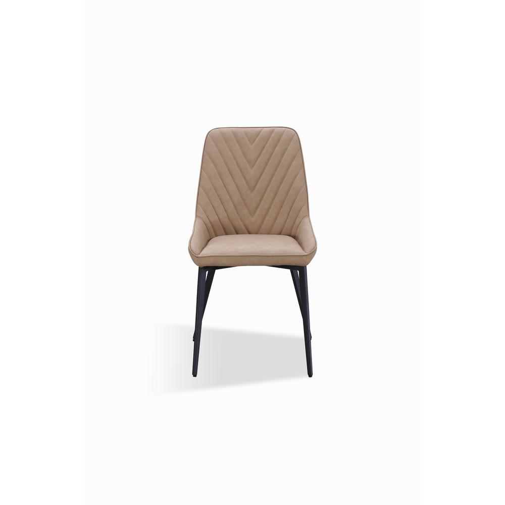 Metal Leg Upholstered Dining Chair in Penny  Synthetic Leather, set of 2. Picture 1