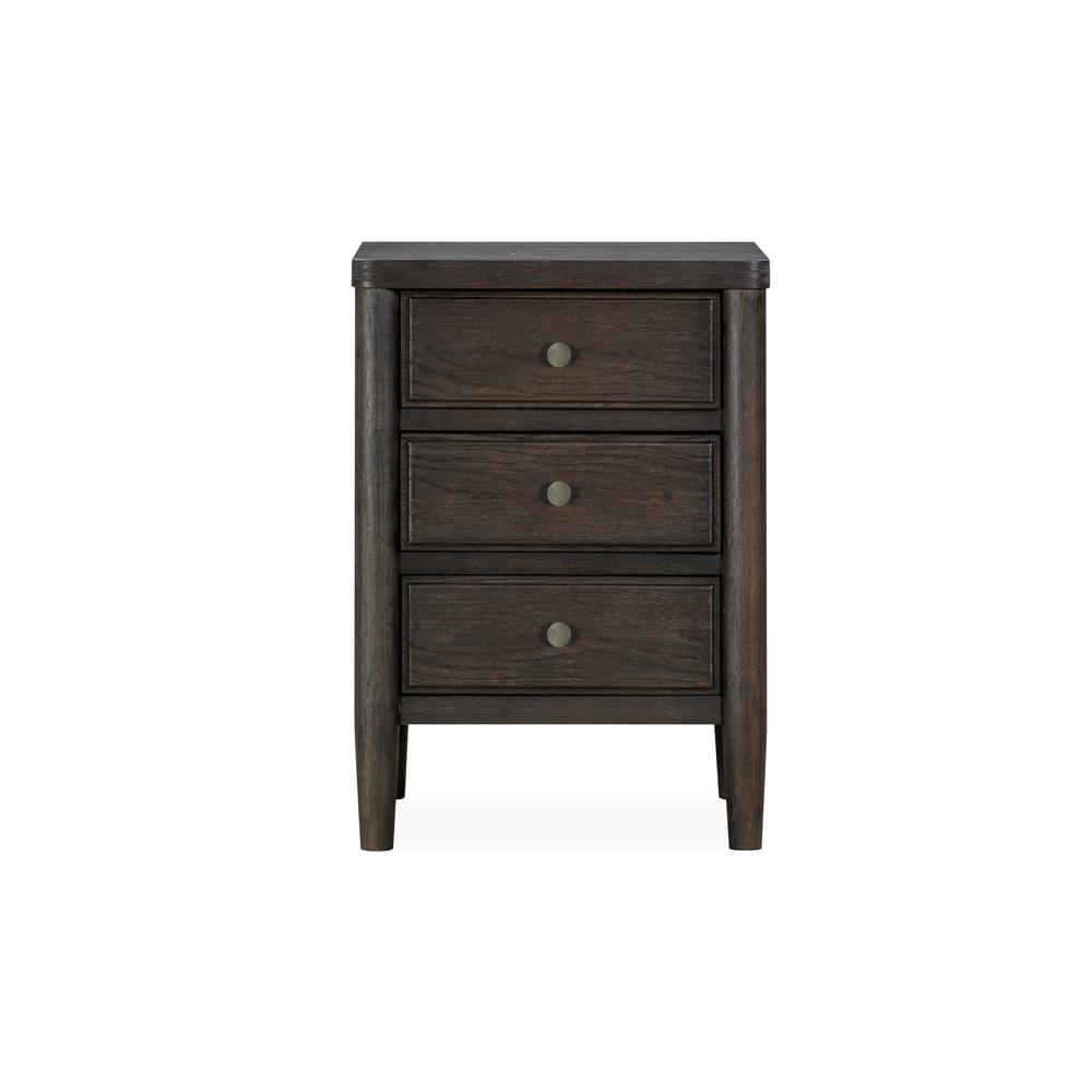 Rockport Three Drawer Oak Wood Nightstand in Yin. Picture 1
