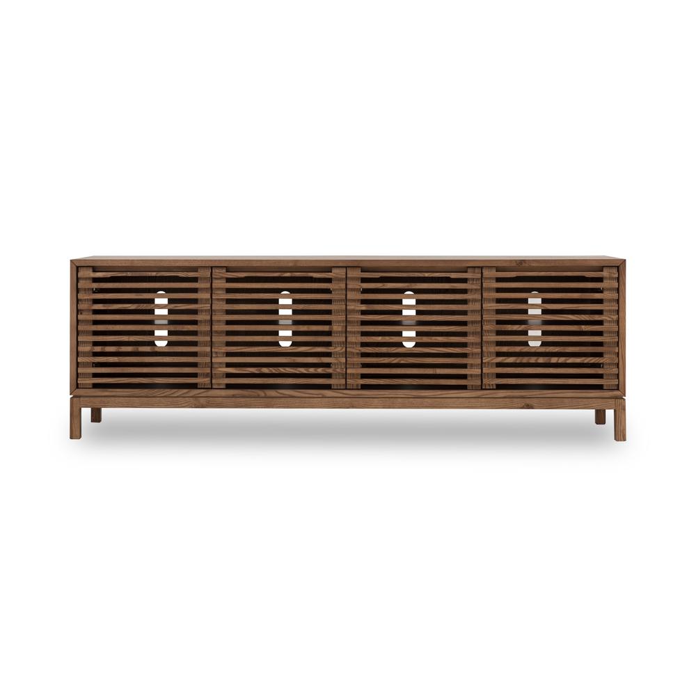 Tanner Four Door Solid Ash Media Console in Roux. Picture 1