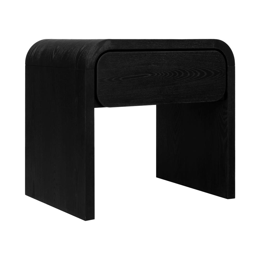 Elora One Drawer Nightstand in Jet Black Ash. Picture 4