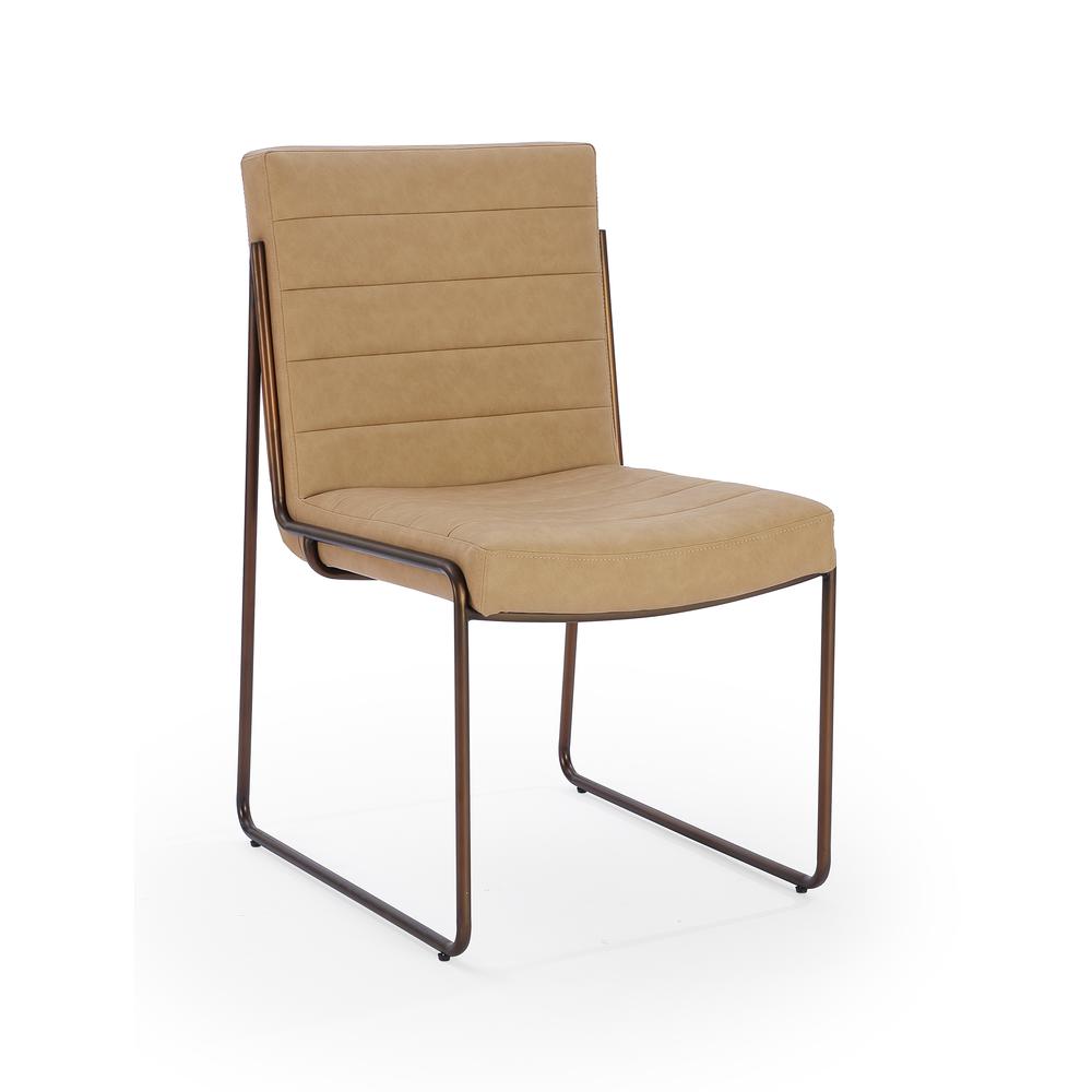 Madison Metal Frame Dining Chair in Honey Synthetic Leather. Picture 1