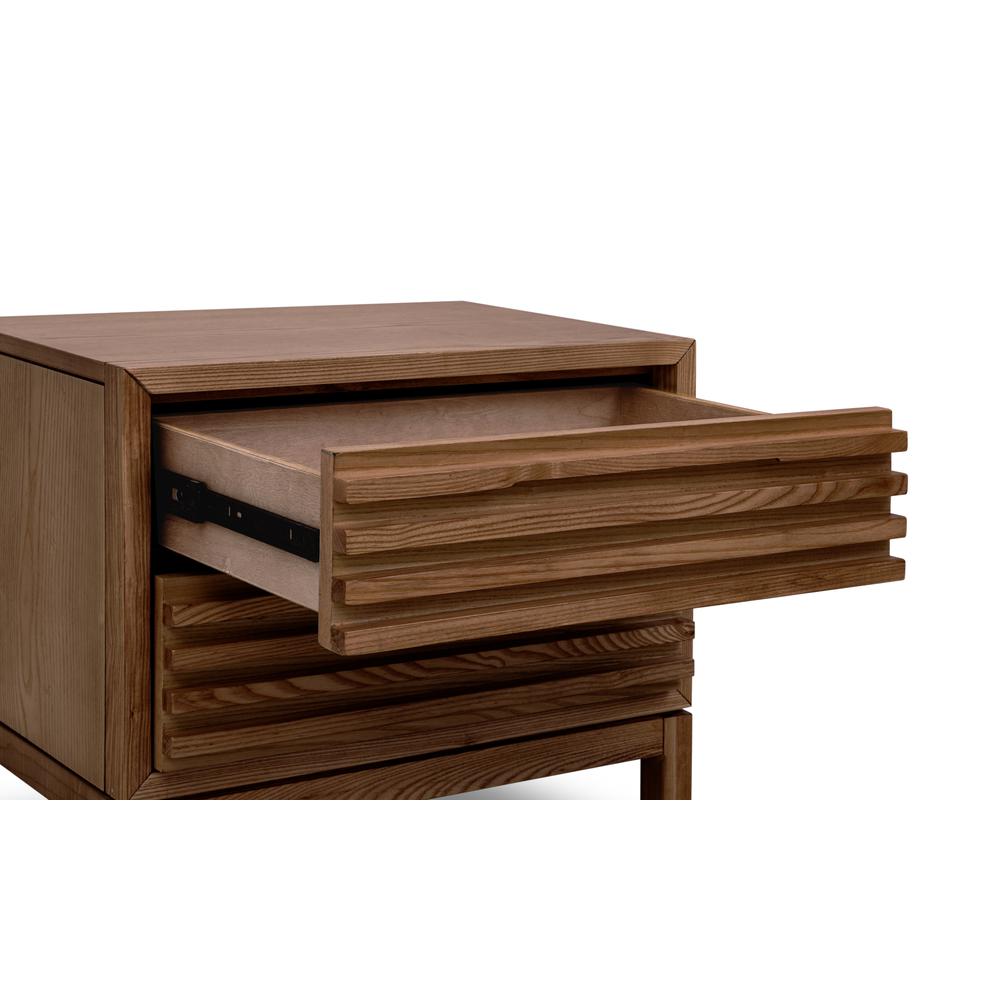 Tanner Two Drawer Ash Wood Nightstand in Roux. Picture 4