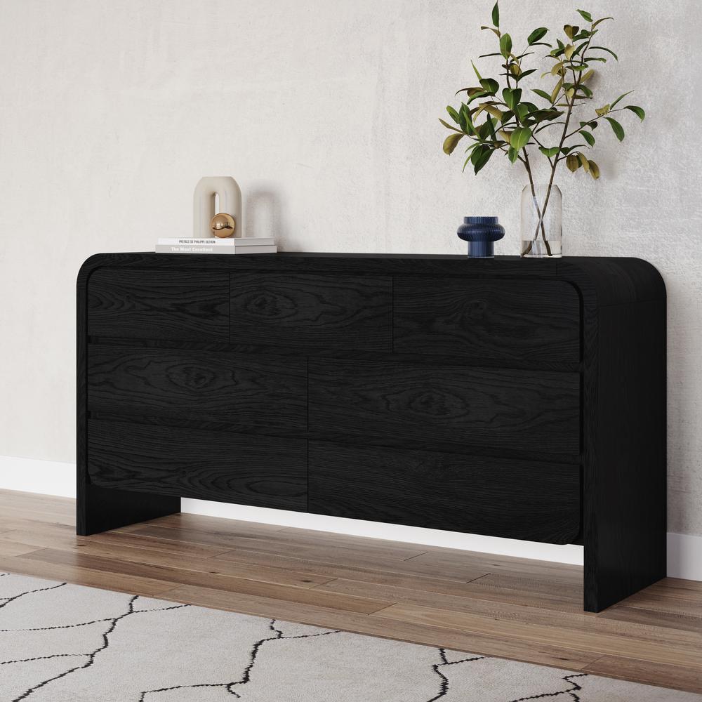 Elora Seven Drawer Dresser in Jet Black Ash. Picture 1
