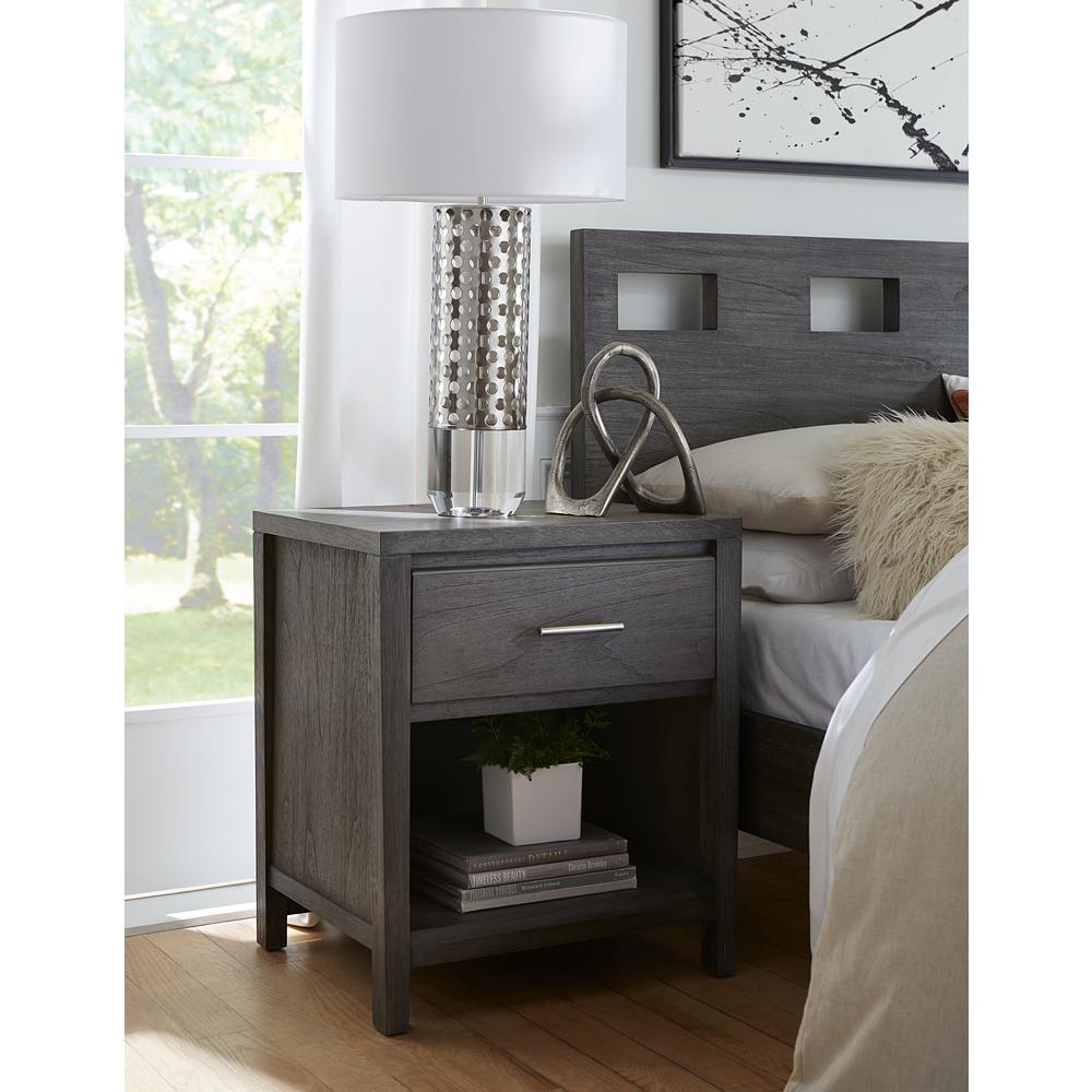 Nevis One Drawer Nightstand in Sharkskin. Picture 3