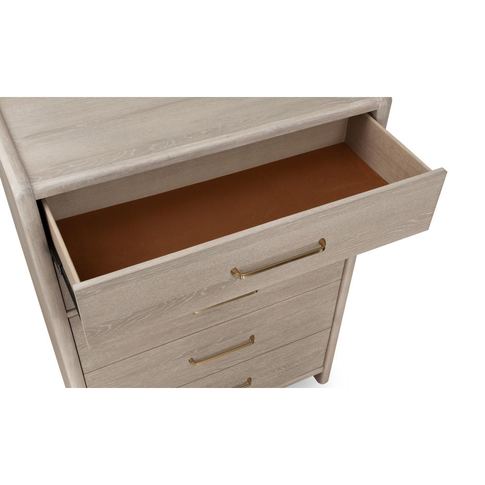 Gardenia Five Drawer Oak Wood Chest in Chai. Picture 5